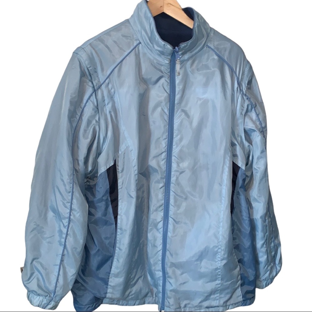 Alpine Tek Reversible Fleece & Waterproof Blue Outdoor Sport Hiking Jacket